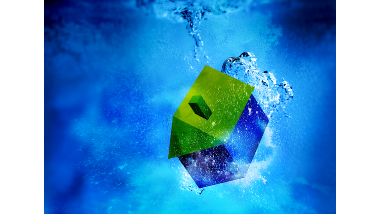 3d house sinking underwater