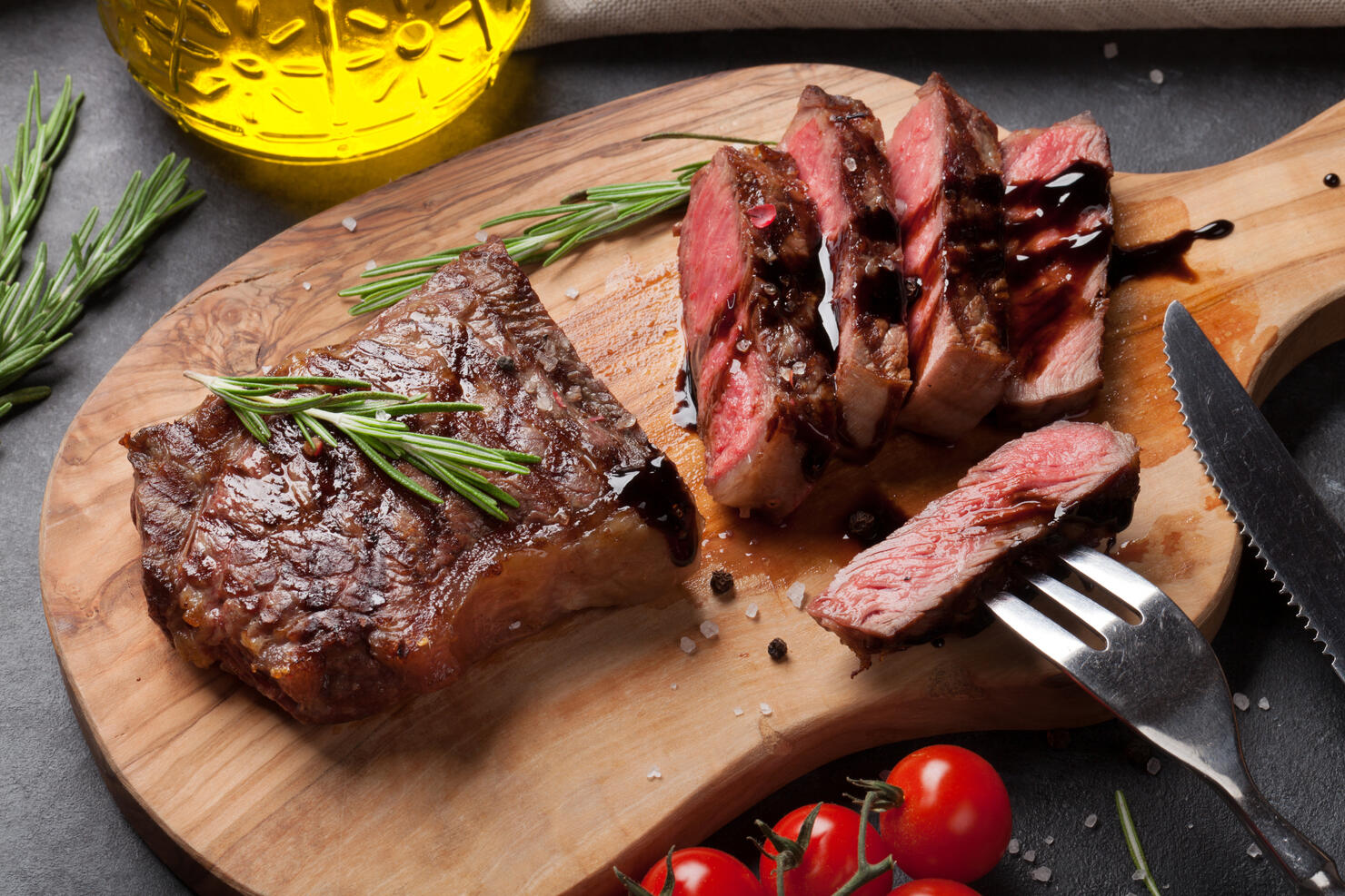 Grilled sliced beef steak