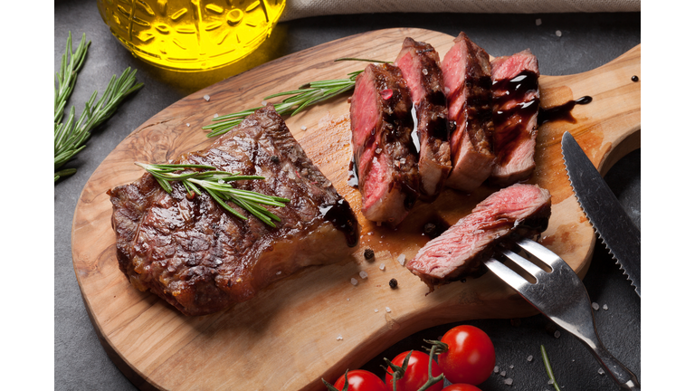 Grilled sliced beef steak