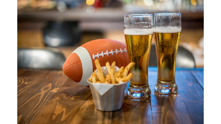 Watching a football game at a sports bar