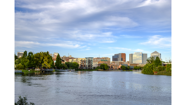 Skyline in Daytime of Wilmington Delaware over Christiana River