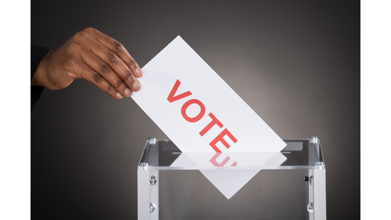 Person Hand Putting Vote In A Ballot Box