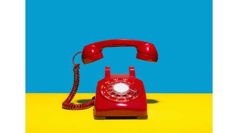 Red landline phone