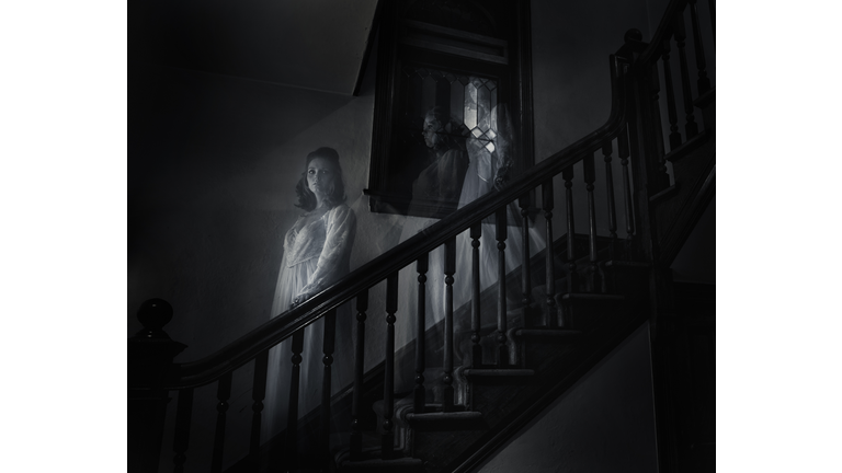 Ghost Woman on Haunted Staircase