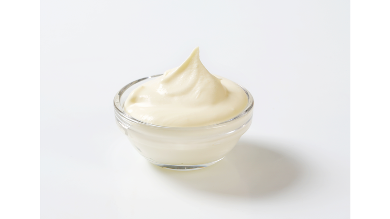 Cream cheese in a glass bowl