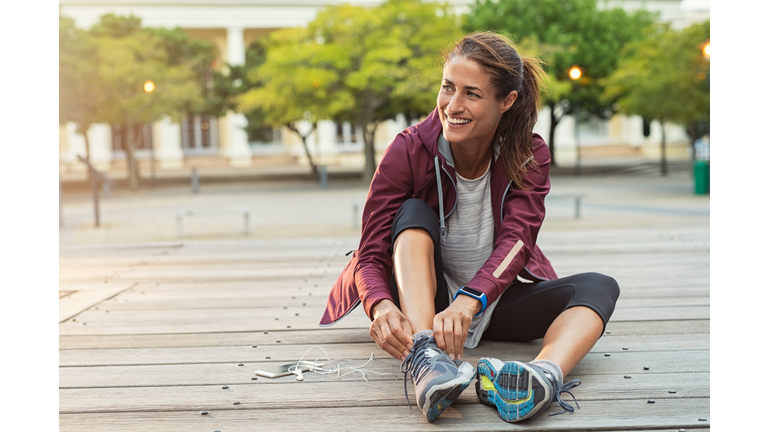 Woman wearing sport shoes