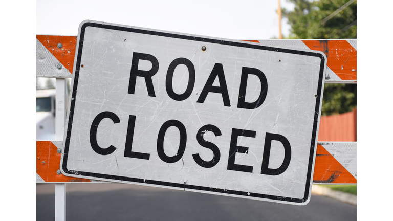 Road Closed Sign Close-Up