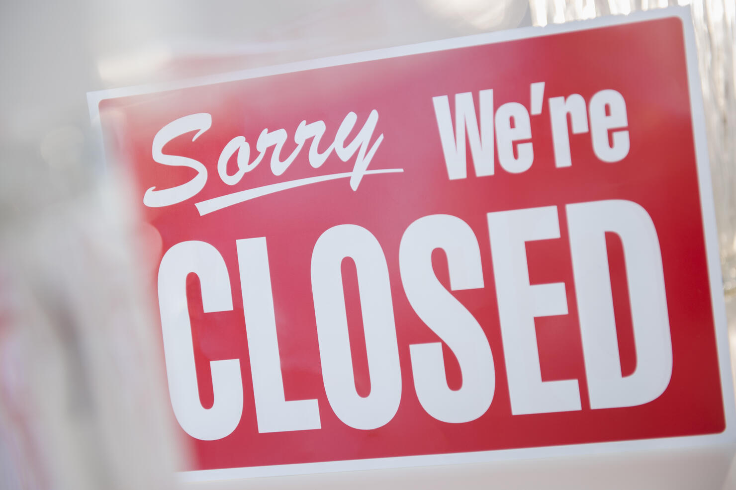 Close-up of closed sign