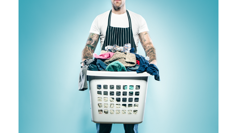 Dad with Tattoos Does Laundry