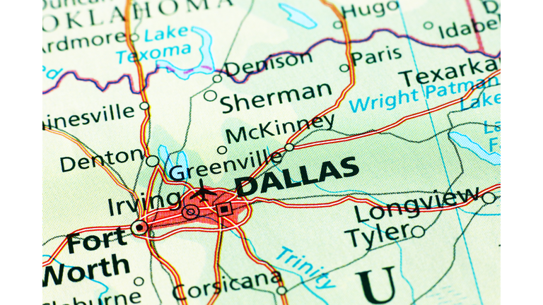 Dallas area in a map