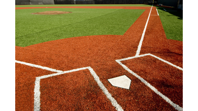 Closeup of empty baseball field