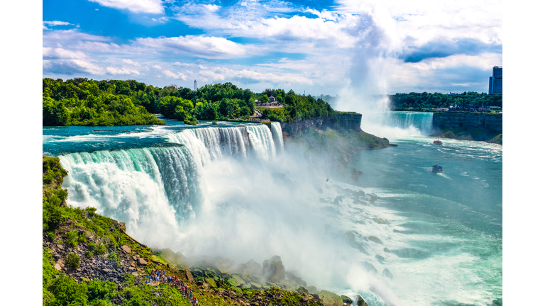 View Of Waterfall Against Sky