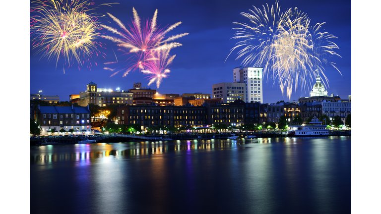 New Year Fireworks over Savannah