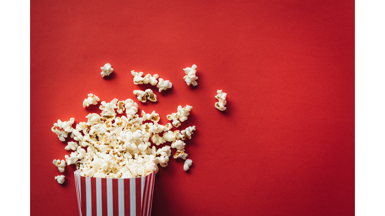 Striped box with popcorn