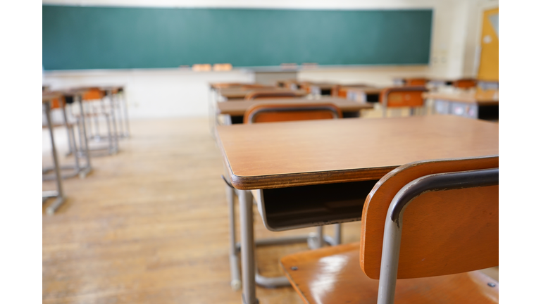 School classroom with blackboard