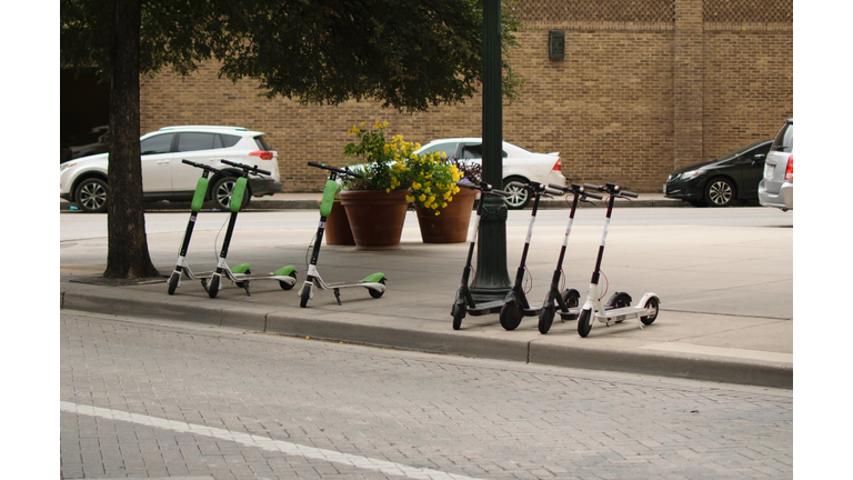 Dockless Electric Scooters on the Sidewalk