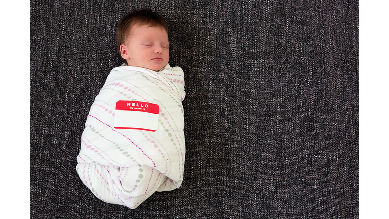 Baby with name tag