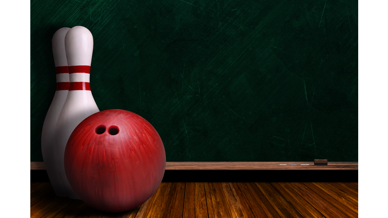 Game Concept With Bowling Equipment and Chalk Board