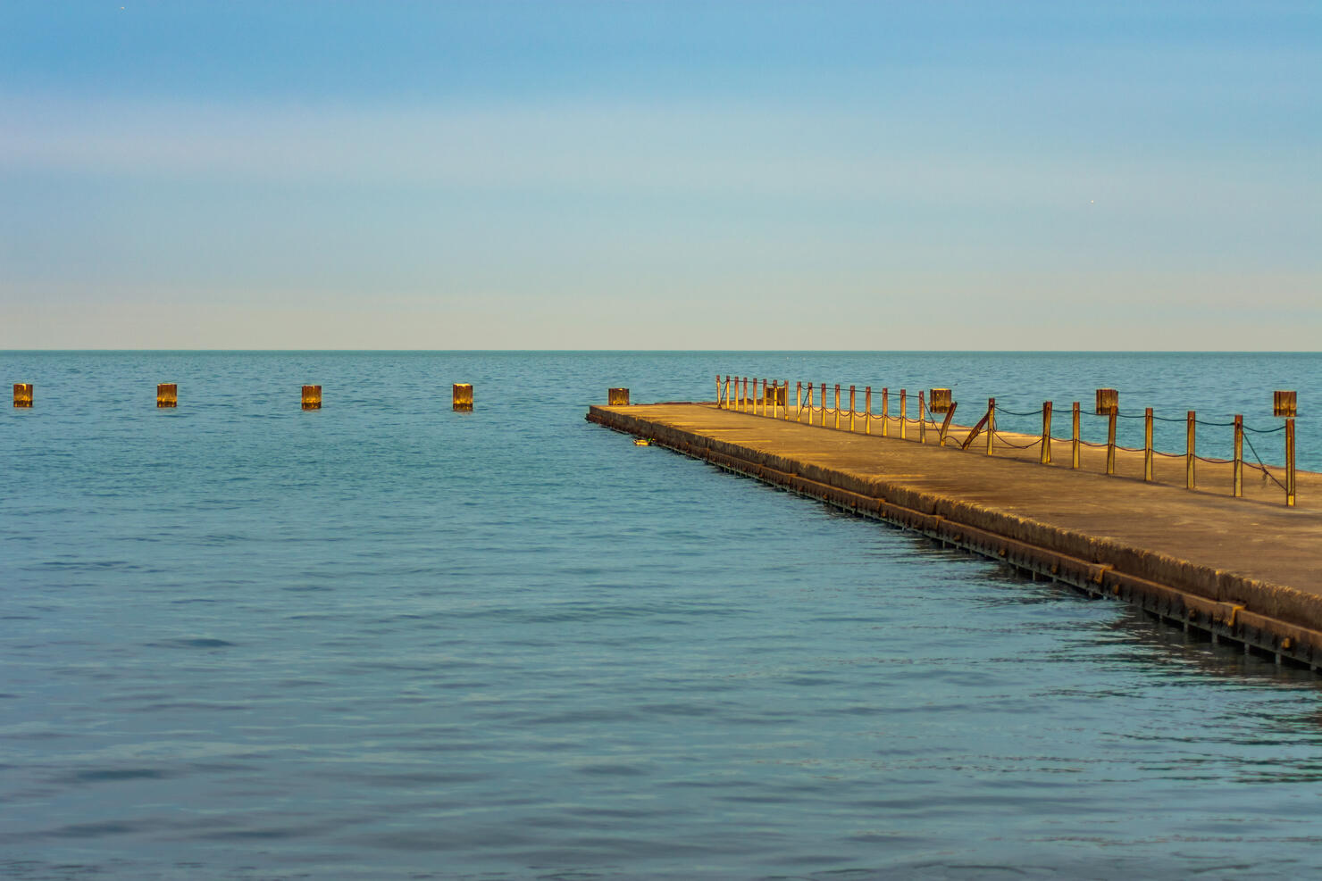 Lake Michigan Pier with Afternoon Sunlight in Chicago