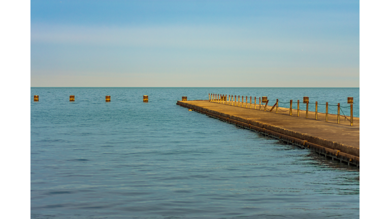 Lake Michigan Pier with Afternoon Sunlight in Chicago