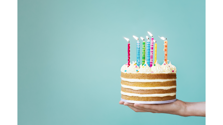 Birthday cake with colorful candles