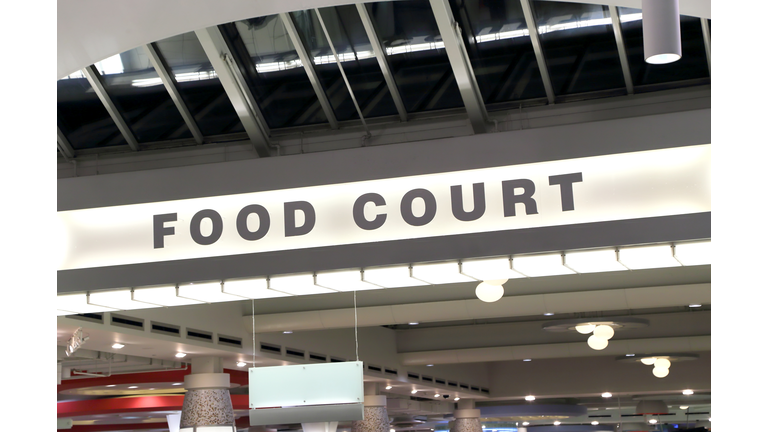 Photo of a food court sign in a mall