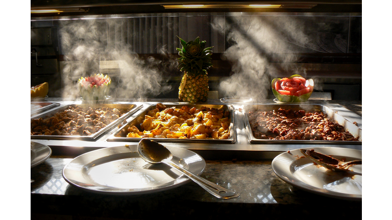 Hot Food from a Tropical  Buffet