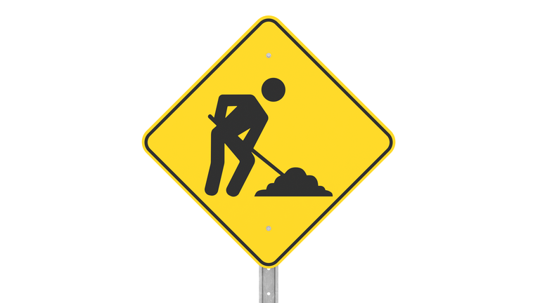 Under Construction Sign with Clipping Path