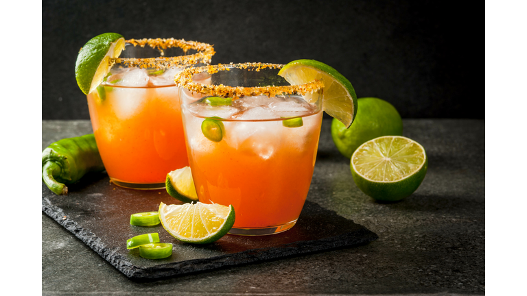 Traditional Mexican cocktail Spicy michelada