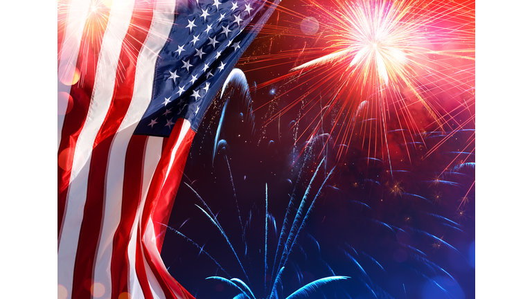 Us Celebration - Usa Flag With Fireworks