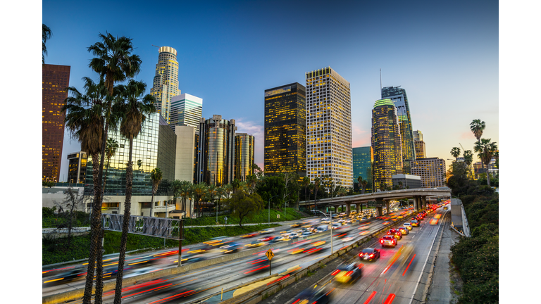 Traffic in downtown Los Angeles, California