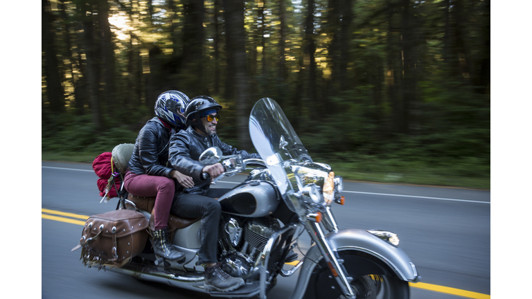 Couple Riding on a Motorcycle