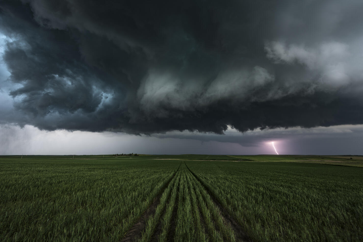 Dark and Low severe thunderstorm, South Dakota. USA