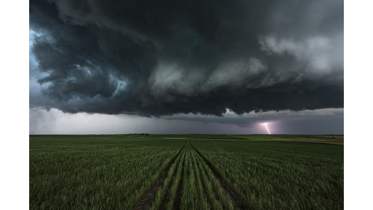 Dark and Low severe thunderstorm, South Dakota. USA