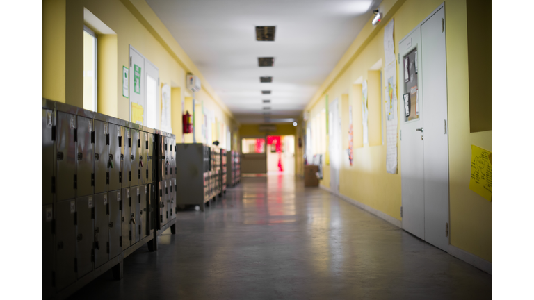 Empty school corridor
