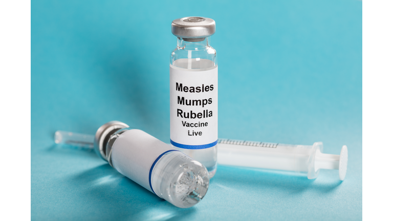 Measles Mumps Rubella Vaccine Vials With Syringe