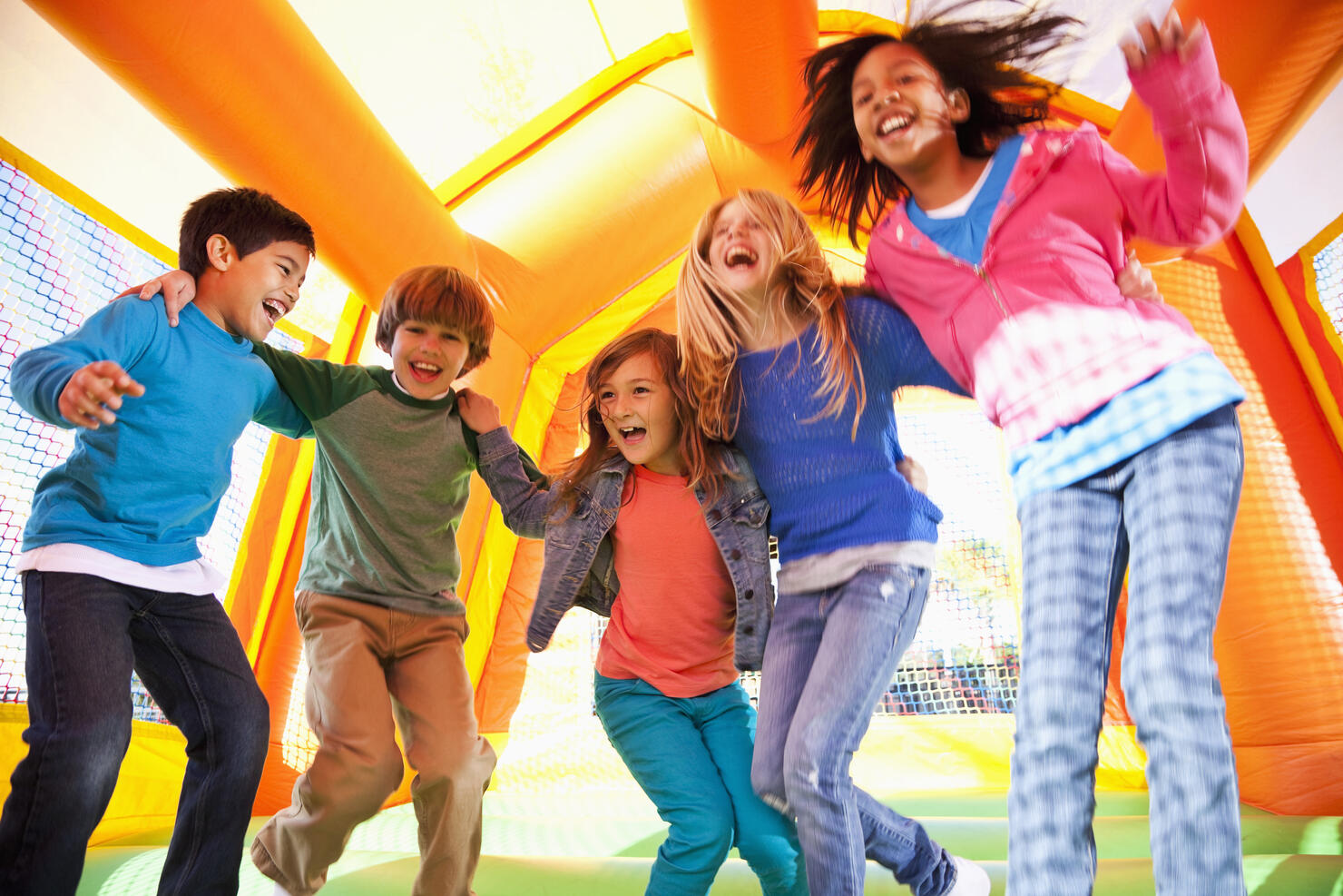 Children in bounce house