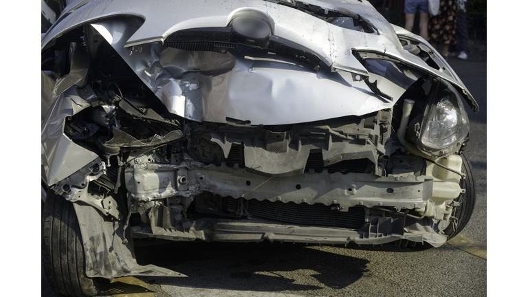 Damaged vehicle after car crash