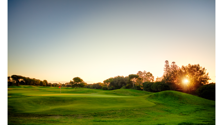 Sunset over golf course