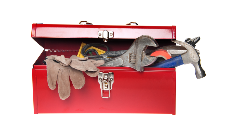 Red Tool Box with Variety of Tools