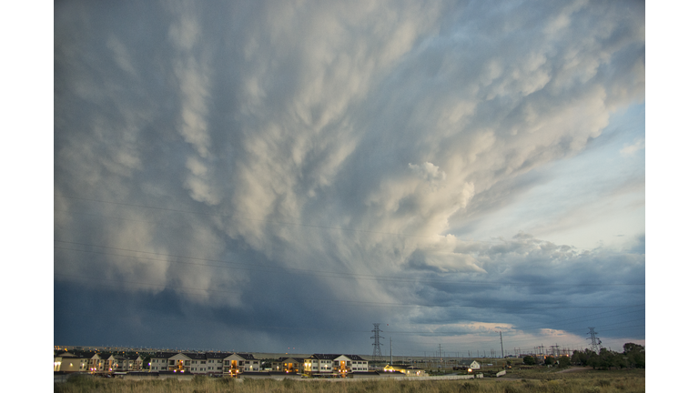 Approaching evening storm during tornado season