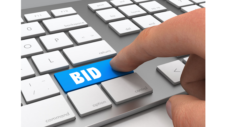 bid button concept 3d illustration