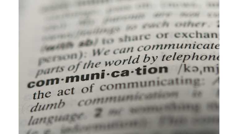 Close-Up Of Communication Text In Dictionary