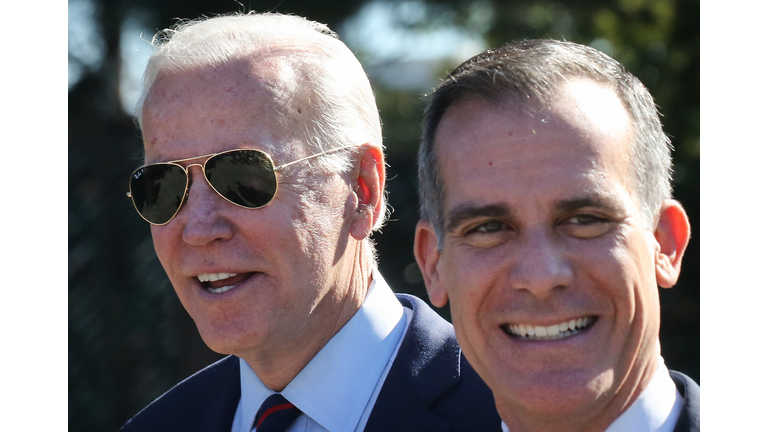 Mayor Eric Garcetti Joins Joe Biden At Los Angeles Campaign Event