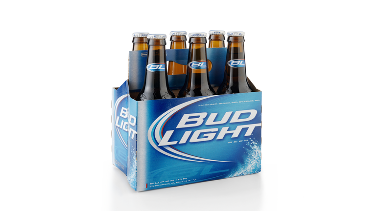 Six Pack of Bud Light Beer Bottles