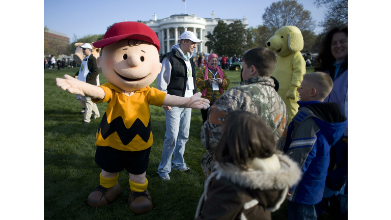 A performer dressed as the cartoon chara...