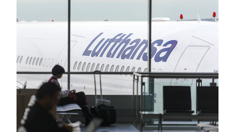 FRANKFURT - MAY 02: Lufthansa Airbus A340 airplane through a window at Frankfurt Airport on May 02. 2018 in Germany