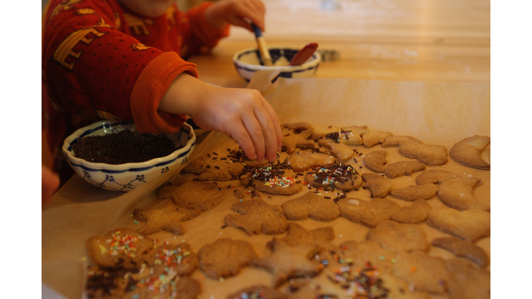 Children Prepare Christmas Cookies