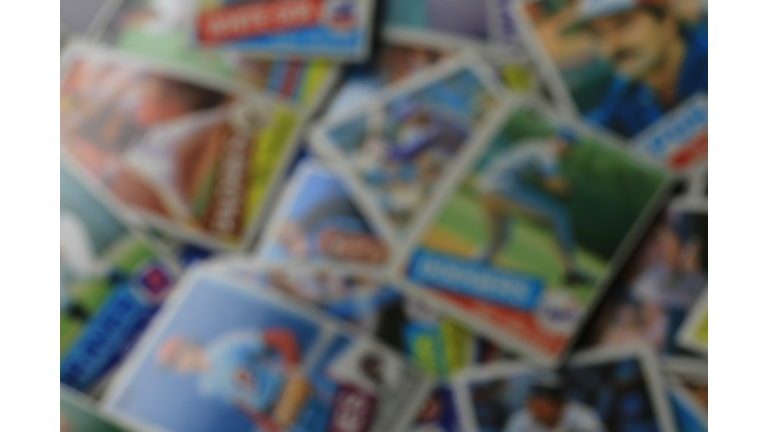 Blurry Image Of collectors baseball trading cards