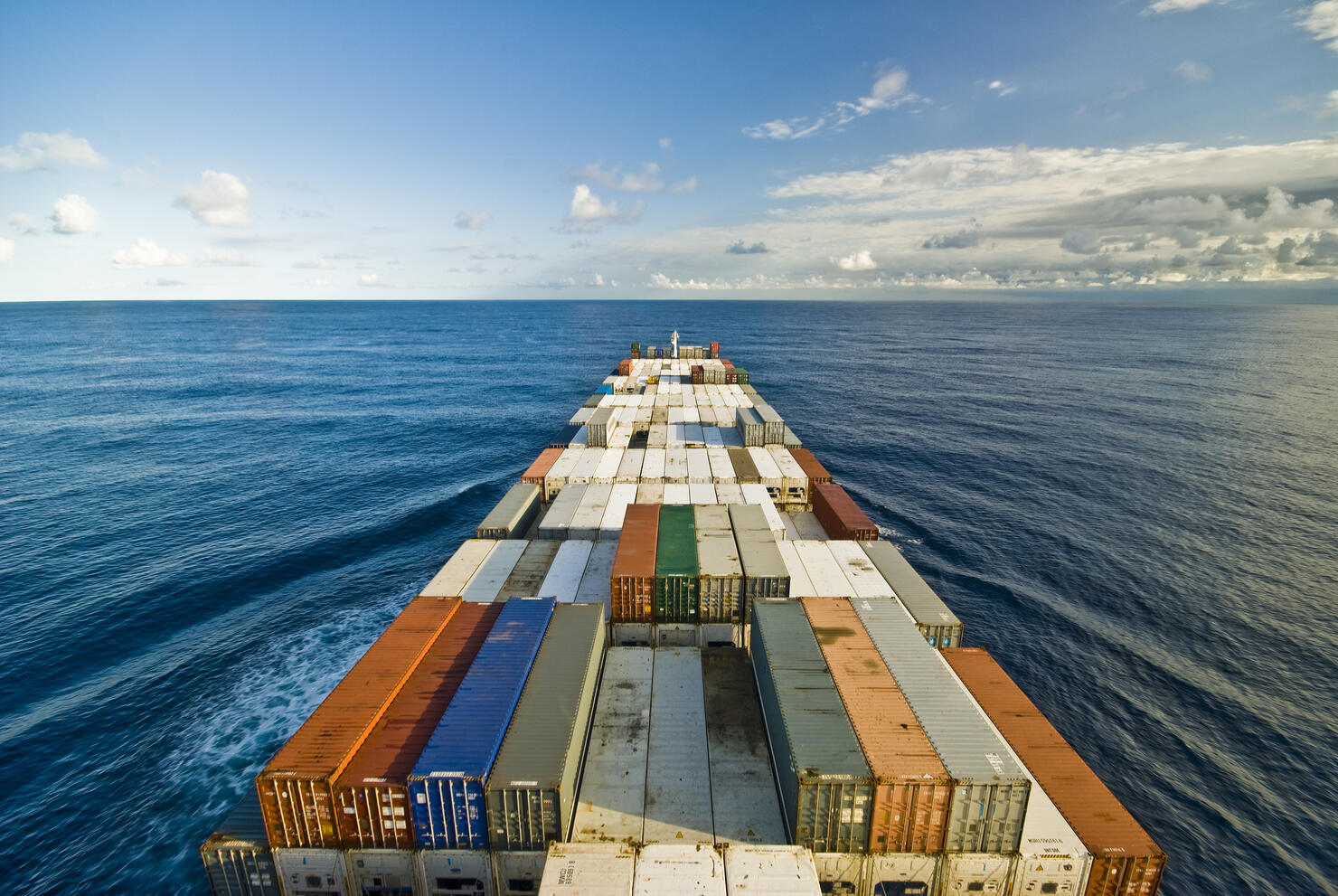Large container vessel ship and the horizon